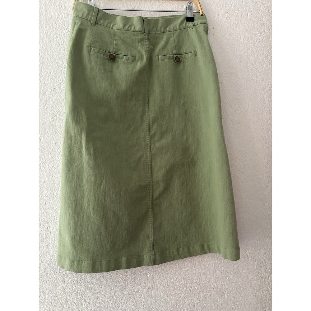 Christopher & Banks Women's Green Stretch Button Front Knee Length Skirt Size 4 - Picture 9 of 15